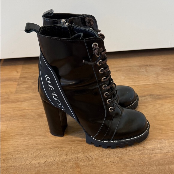 Louis Vuitton Black Patent Leather Combat Boots - Picture 2 of 15